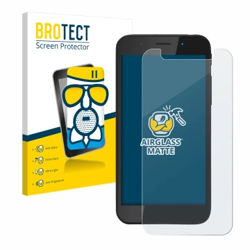 Front side of a product packaging with the brand logo BROTECT. Next to it is the device Shiftphones Shift5me shown with the co