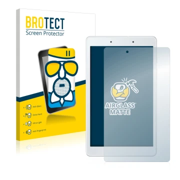 Front side of a product packaging with the brand logo BROTECT. Next to it is the device Samsung Galaxy Tab A 8.0 WiFi 2019 sho