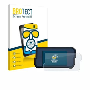 Front side of a product packaging with the brand logo BROTECT. Next to it is the device KTM 790 Adventure 2019+ shown with the