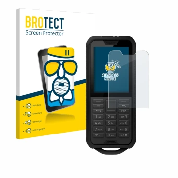 Front side of a product packaging with the brand logo BROTECT. Next to it is the device Nokia 800 Tough shown with the corresp