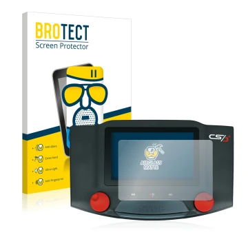 Front side of a product packaging with the brand logo BROTECT. Next to it is the device Märklin Central Station 3 Plus shown w