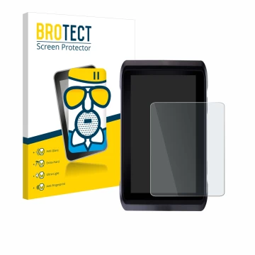 Front side of a product packaging with the brand logo BROTECT. Next to it is the device Atomos Shogun 7 shown with the corresp