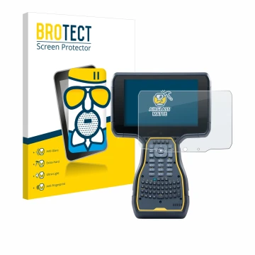 Front side of a product packaging with the brand logo BROTECT. Next to it is the device Trimble TSC7 Controller shown with the