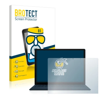 Front side of a product packaging with the brand logo BROTECT. Next to it is the device Microsoft Surface Laptop 3 13.5