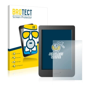 Front side of a product packaging with the brand logo BROTECT. Next to it is the device Tolino Page 2 shown with the correspon