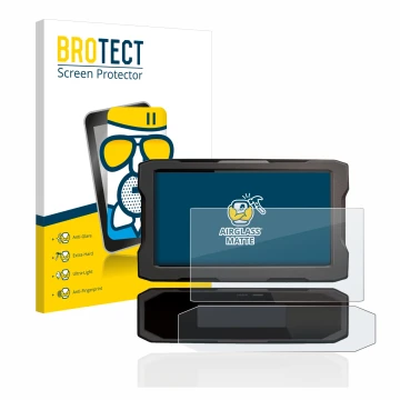 Front side of a product packaging with the brand logo BROTECT. Next to it is the device Honda CRF1100L 2020 Speedometer displa