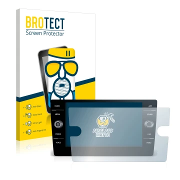 Front side of a product packaging with the brand logo BROTECT. Next to it is the device Volkswagen Golf GTI 2017 Discover Medi