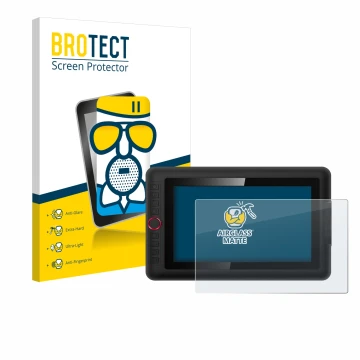 Front side of a product packaging with the brand logo BROTECT. Next to it is the device XP-Pen Artist 12 Pro shown with the co
