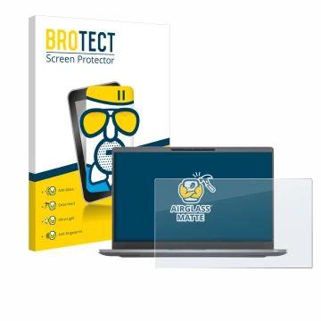 Front side of a product packaging with the brand logo BROTECT. Next to it is the device Dell Latitude 7400 Non-Touch shown wit