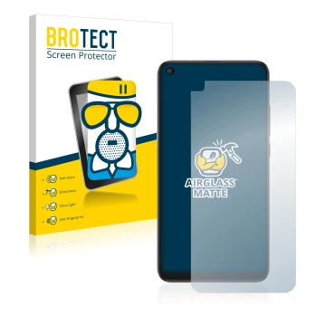 Front side of a product packaging with the brand logo BROTECT. Next to it is the device TCL 10L shown with the corresponding s