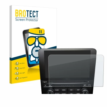 Front side of a product packaging with the brand logo BROTECT. Next to it is the device Porsche 718 Cayman 2010-2018 PCM 4.0 s