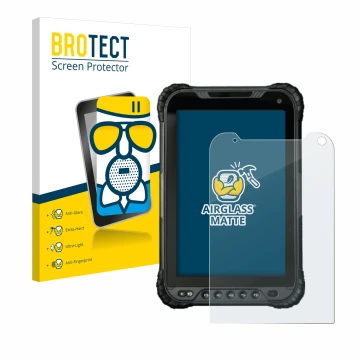 Front side of a product packaging with the brand logo BROTECT. Next to it is the device UniStrong UT30 8