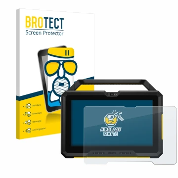 Front side of a product packaging with the brand logo BROTECT. Next to it is the device Dell Latitude 7220 shown with the corr