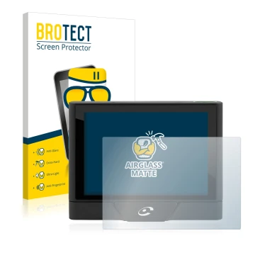 Front side of a product packaging with the brand logo BROTECT. Next to it is the device Coyote UP shown with the corresponding