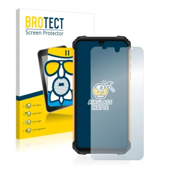 Front side of a product packaging with the brand logo BROTECT. Next to it is the device Ulefone Armor 8 shown with the corresp
