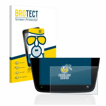 Front side of a product packaging with the brand logo BROTECT. Next to it is the device Opel Corsa F MY20 2020 Multimedia Navi