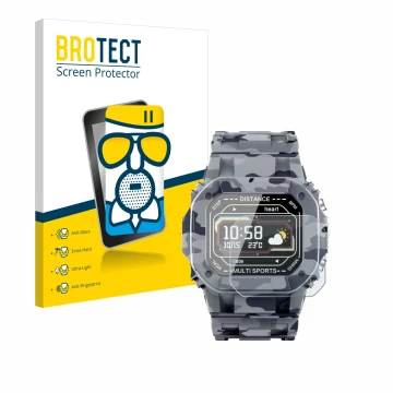 Front side of a product packaging with the brand logo BROTECT. Next to it is the device JAY-tech SWi2 shown with the correspon
