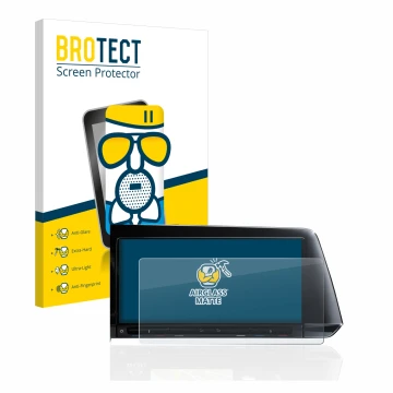 Front side of a product packaging with the brand logo BROTECT. Next to it is the device Volkswagen Golf 8 2020 Discover Pro 10