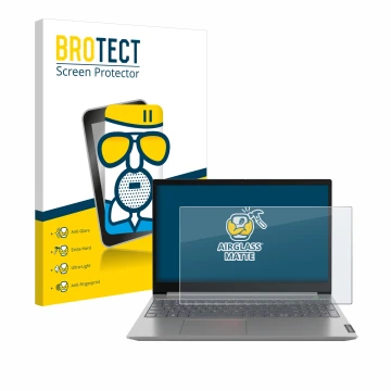 Front side of a product packaging with the brand logo BROTECT. Next to it is the device Lenovo ThinkBook 14 Gen 1 shown with t