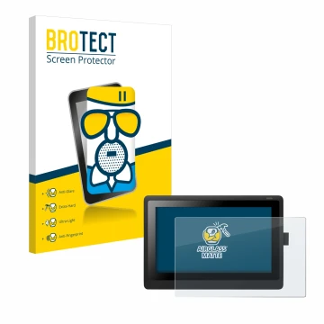 Front side of a product packaging with the brand logo BROTECT. Next to it is the device Wacom Cintiq 16 shown with the corresp