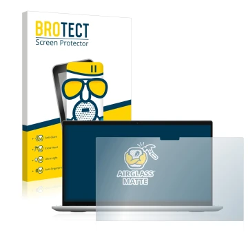 Front side of a product packaging with the brand logo BROTECT. Next to it is the device Dell Inspiron 13 7306 shown with the c