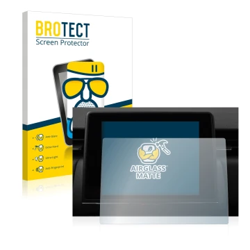 Front side of a product packaging with the brand logo BROTECT. Next to it is the device Renault Zoe Easy Link 7