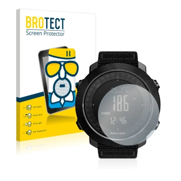 Front side of a product packaging with the brand logo BROTECT. Next to it is the device North Edge Apache shown with the corre