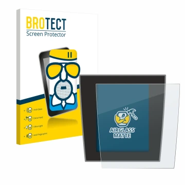 Front side of a product packaging with the brand logo BROTECT. Next to it is the device Porsche Taycan 2021 Infotainment Syste