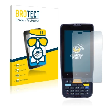 Front side of a product packaging with the brand logo BROTECT. Next to it is the device Datalogic Memor K shown with the corre