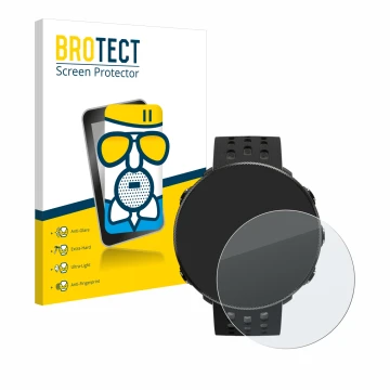 Front side of a product packaging with the brand logo BROTECT. Next to it is the device Polar Vantage M2 shown with the corres