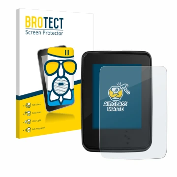 Front side of a product packaging with the brand logo BROTECT. Next to it is the device Giant RideDash Evo shown with the corr