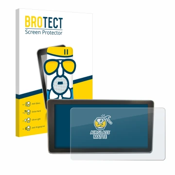 Front side of a product packaging with the brand logo BROTECT. Next to it is the device Audi A4 B9 2017 MMI Plus 8