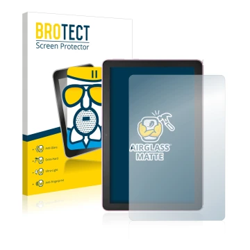 Front side of a product packaging with the brand logo BROTECT. Next to it is the device Amazon Fire HD 10 Plus 2021 (11th Gen.