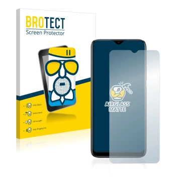 Front side of a product packaging with the brand logo BROTECT. Next to it is the device realme C11 2021 shown with the corresp
