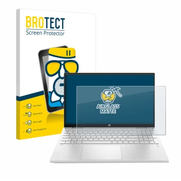 Front side of a product packaging with the brand logo BROTECT. Next to it is the device HP ProBook 440 G8 shown with the corre