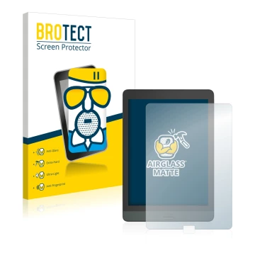 Front side of a product packaging with the brand logo BROTECT. Next to it is the device Boox Nova 3 shown with the correspondi