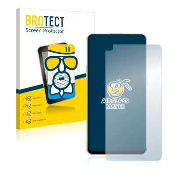 Front side of a product packaging with the brand logo BROTECT. Next to it is the device Oppo Reno 6 5G shown with the correspo