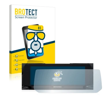 Front side of a product packaging with the brand logo BROTECT. Next to it is the device BMW R 1250 RT 2021 Connectivity TFT 10