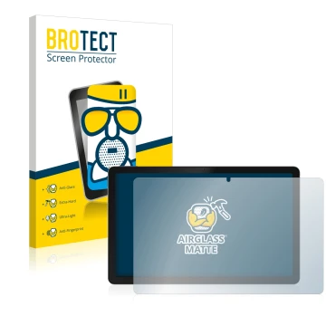 Front side of a product packaging with the brand logo BROTECT. Next to it is the device realme Pad shown with the correspondin