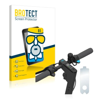 Front side of a product packaging with the brand logo BROTECT. Next to it is the device Segway Ninebot KickScooter MAX G30D sh