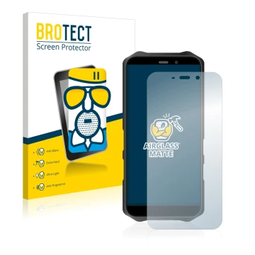 Front side of a product packaging with the brand logo BROTECT. Next to it is the device Oukitel WP12 Pro shown with the corres