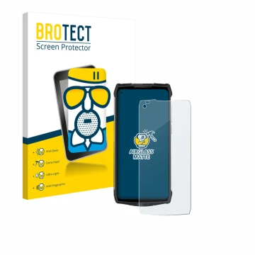 Front side of a product packaging with the brand logo BROTECT. Next to it is the device Ulefone Power Armor 13 shown with the 