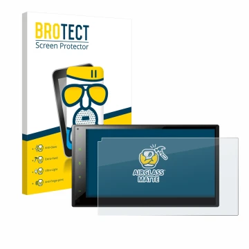 Front side of a product packaging with the brand logo BROTECT. Next to it is the device Pioneer SPH-DA160DAB shown with the co