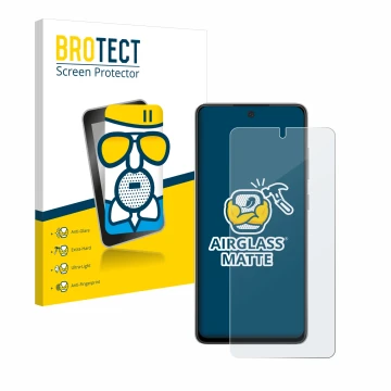 Front side of a product packaging with the brand logo BROTECT. Next to it is the device Samsung Galaxy A52s 5G shown with the 