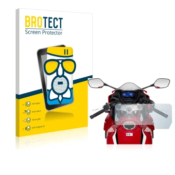 Front side of a product packaging with the brand logo BROTECT. Next to it is the device Honda CBR650R 2019-2021 shown with the