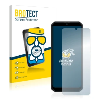 Front side of a product packaging with the brand logo BROTECT. Next to it is the device Oukitel K15 Plus shown with the corres