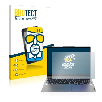 Front side of a product packaging with the brand logo BROTECT. Next to it is the device Lenovo IdeaPad 5 Pro 16