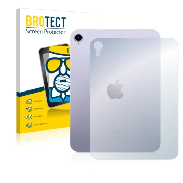 Front side of a product packaging with the brand logo BROTECT. Next to it is the device Apple iPad Mini 6 2021 (6th. Gen., Bac