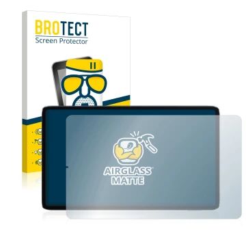 Front side of a product packaging with the brand logo BROTECT. Next to it is the device Xiaomi Mi Pad 5 (Landscape) shown with