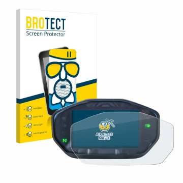 Front side of a product packaging with the brand logo BROTECT. Next to it is the device Ducati Monster / Monster + 2021 shown 